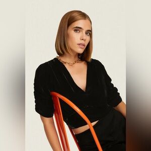 NWT Peter Som Collective x RTR Velvet Top, Black, Size 4, Women's